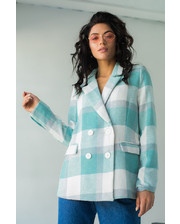  Пиджак в клетку-тартан с карманами PERRY - мятный цвет, S (есть размеры) фото 666960762