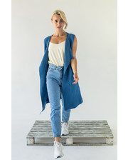  Женская жилетка интересного кроя P-M - джинс цвет, XL/XXL (есть размеры) фото 3961207049