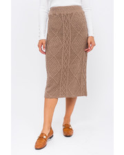  Теплая вязаная юбка LUREX - коричневый цвет, S (есть размеры) фото 84584620