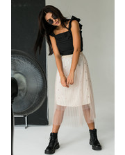  Фатиновая юбка с блестками LUREX - кофейный цвет, S (есть размеры) фото 3600136339