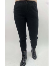  Вельветовые брюки с резинками на манжетах Sangogo - черный цвет, S (есть размеры) фото 1318624980