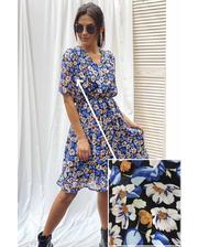  Цветочное платье с рюшами и небольшим изъяном Pintore - голубой цвет, 38р (есть размеры) фото 1208321806