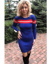  Облегающее платье с красной полоской LUREX - синий цвет, M (есть размеры) фото 2895294163