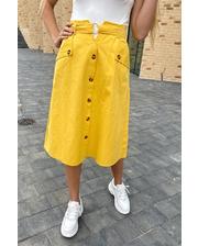  Летняя юбка миди с оригинальным поясом LUREX - желтый цвет, M (есть размеры) фото 2023035316
