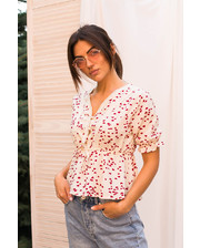  Женская блузка в сердечках LUREX - бежевый цвет, M (есть размеры) фото 349606877