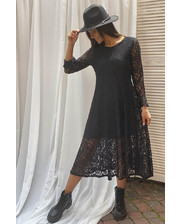  Изысканное ажурное платье миди LUREX - черный цвет, S (есть размеры) фото 4041501640