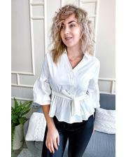  Интересная блуза с объемными рукавами и поясом YI MEI SI - белый цвет, S (есть размеры) фото 1434145571