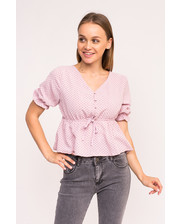  Стильная блузка в горошек LUREX - розовый цвет, M (есть размеры) фото 3741596113