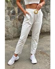  Актуальные женские штаны с поясом YJX - белый цвет, M (есть размеры) фото 999881106