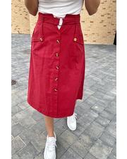  Летняя юбка миди с оригинальным поясом LUREX - бордо цвет, M (есть размеры) фото 4077558449