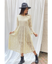  Изысканное ажурное платье миди LUREX - молочный цвет, S (есть размеры) фото 71414368