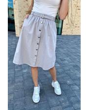  Стильная юбка миди на пуговицах LUREX - серый цвет, S (есть размеры) фото 3973694787