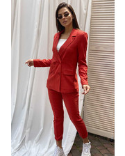  Актуальный костюм в полоску пиджак и брюки на резинке PERRY - красный цвет, M (есть размеры) фото 415757644