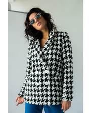  Модный пиджак в гусиную лапку PERRY - черный цвет, S (есть размеры) фото 1260279681