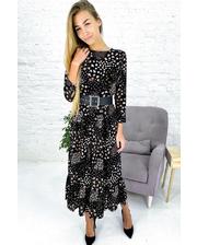 Длинное платье с актуальным флористическим принтом Crep - черный цвет, M (есть размеры) фото 2112546256