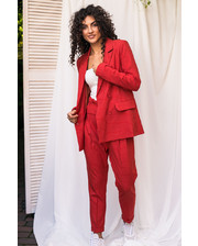 Строгий костюм в полоску с интересный поясом PERRY - красный цвет, M (есть размеры) фото 678090504