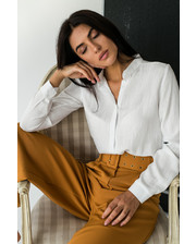  Элегантная блуза с воротником стойкой LUREX - белый цвет, M (есть размеры) S фото 1804064474