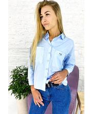  Элегантная рубашка с накладными карманами Crep - голубой цвет, L (есть размеры) фото 1477439034