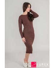  Облегающее платье вязки косичка LUREX - коричневый цвет, M (есть размеры) фото 3314891291