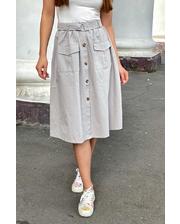  Модная юбка-миди с накладными карманами LUREX - серый цвет, S (есть размеры) фото 3815614536