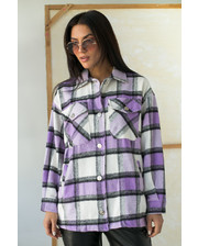  Теплая рубашка из пальтовой ткани в клетку D-K Basic - лавандовый цвет, L (есть размеры) фото 3409937910