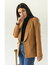  Классический стильный пиджак без пуговиц LUREX - св-коричн цвет, S (есть размеры) фото 1781315873